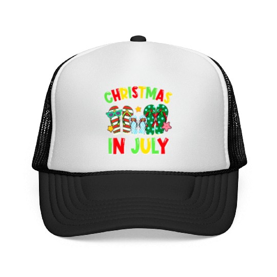 Christmas in July Flip Flops Summer Vacation Trucker Caps