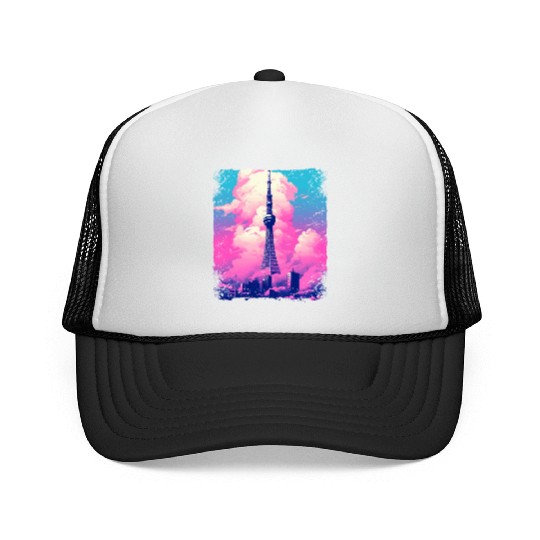 Aesthetic Tokyo Skytree Vaporwave Japanese Sight Trucker Caps