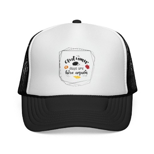 Autumn Days Are Here Again Sweet Cute Hedgehog Trucker Caps