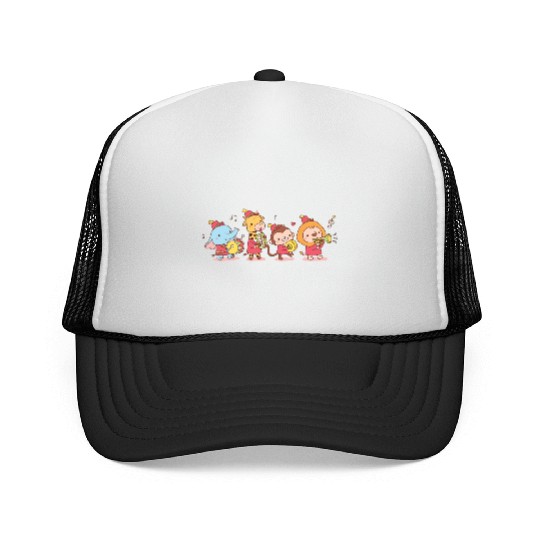 Cute Animals Elephant Giraffe Monkey And Lion Trucker Caps