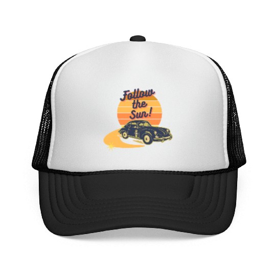 Sunset Car Trucker Caps