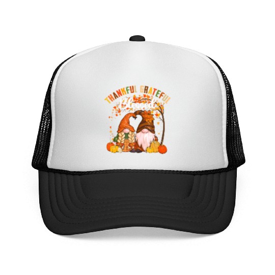 Thankful Grateful Blessed Gnomes Fall Autumn Trucker Caps