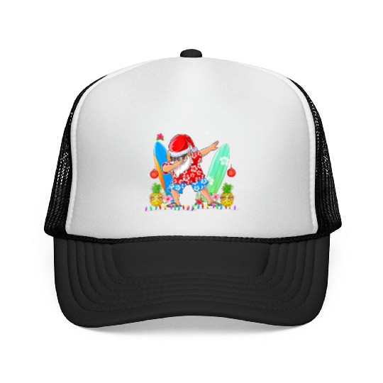 Dabbing Santa Christmas In July Hawaiian Xmas Trucker Caps