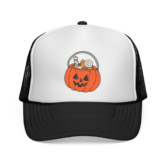 Trick Or Treat Halloween Jack O Lantern Trucker Caps