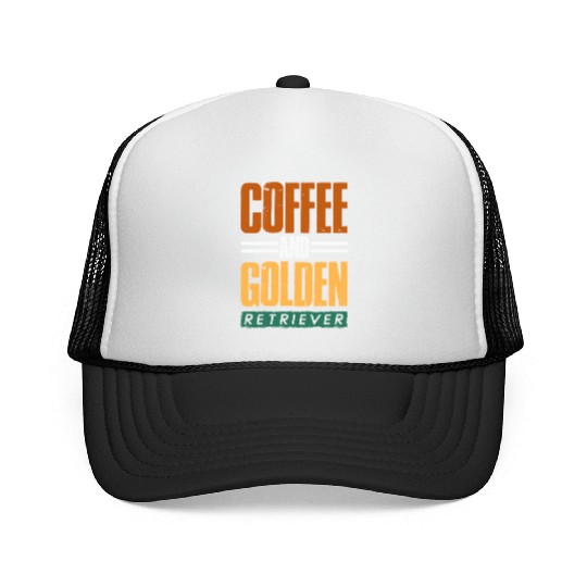 Coffee And Golden Retriever Dog Lover Trucker Caps