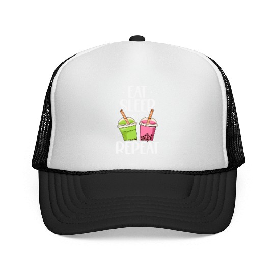 Eat Sleep Boba Tea Repeat Bubble Tea Lover Drinker Trucker Caps