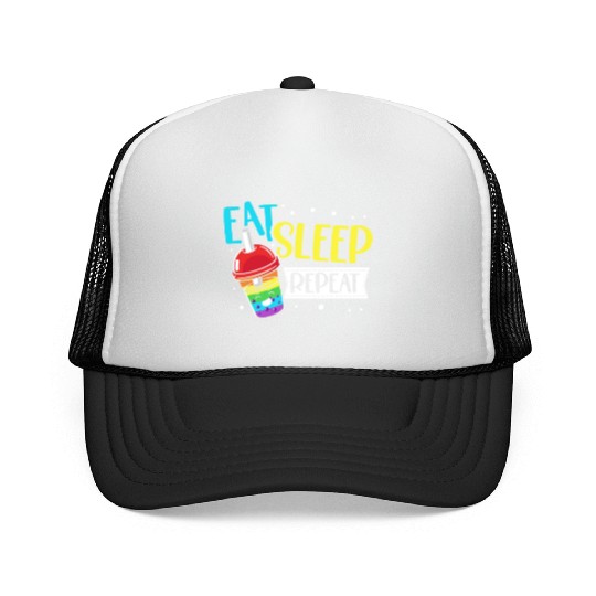 Eat Sleep Boba Tea Repeat Bubble Tea Lover Drinker Trucker Caps
