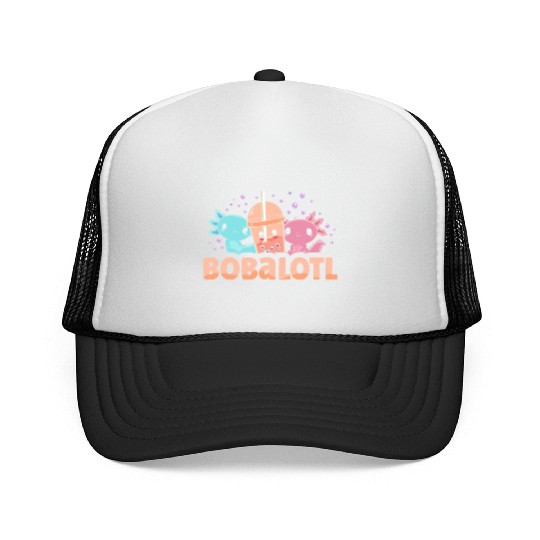 Bobalotl Bubble Tea Lover Boba Tea Drinker Axolotl Trucker Caps