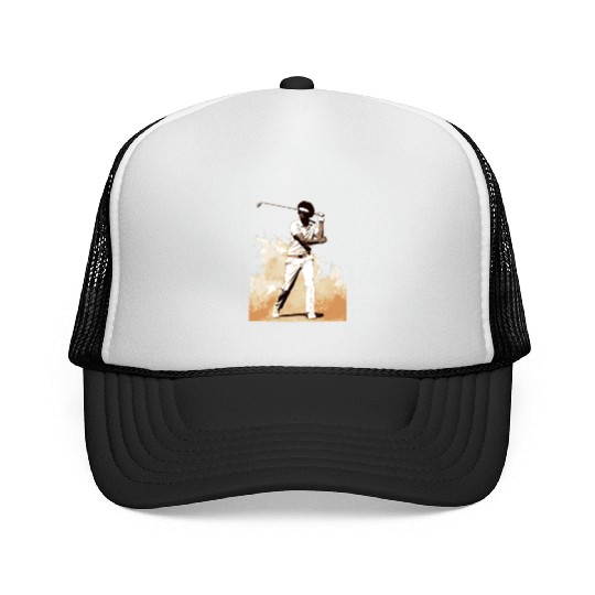 Golfer Afro Man Golf Player African American Trucker Caps