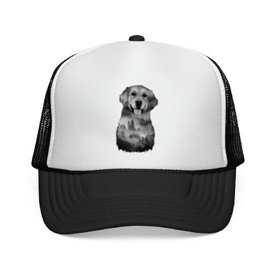 Dog Illustration Golden Retriever Dog Owner Dog Trucker Caps
