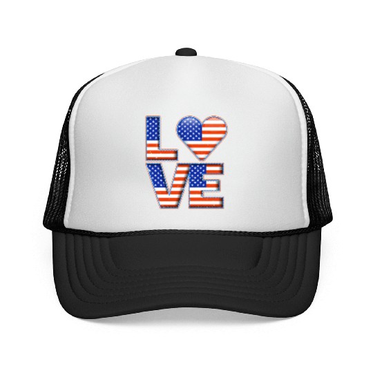 LOVE America Patriotism USA Independence Day Trucker Caps