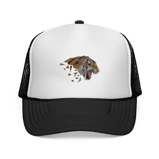 Low Poly Triangular Tiger Head Wild Animal Trucker Caps