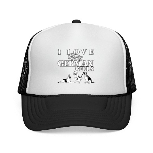 I Love Hairy German Girls Funny German Shepherd Trucker Caps