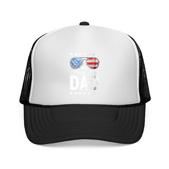 All American Dad 4th of July Father's Day Sunglass Trucker Caps