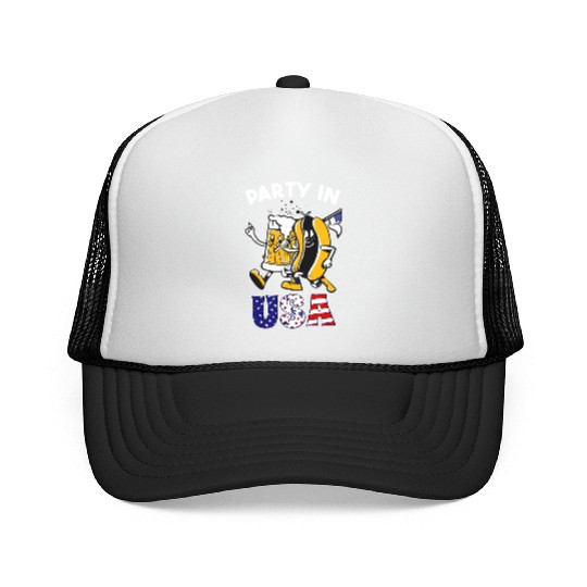 Party In The Usa Hot Dog Love Funny Fourth Of July Trucker Caps