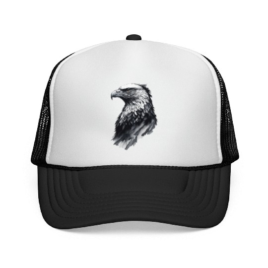 Ink drawing eagle head artwork Trucker Caps