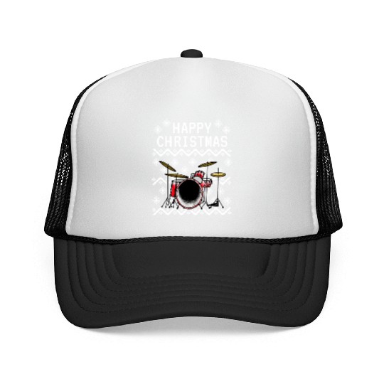 Drummer Ugly Christmas Musician Drum Teacher Trucker Caps
