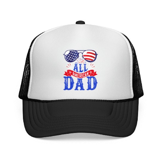 All American Dad America Pride US Patriot Trucker Caps