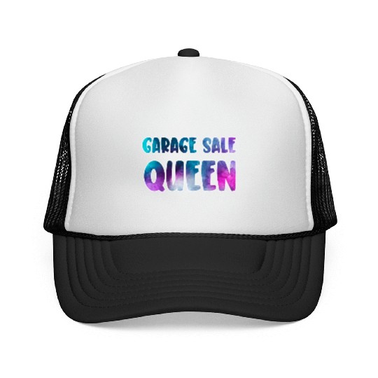Garage Sale Queen blue purple watercolor Trucker Caps