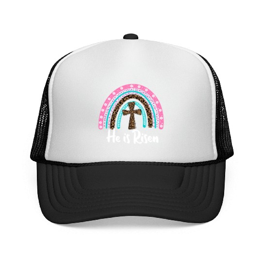 Easter For Christian N Mom He Is Risen Leopard Trucker Caps