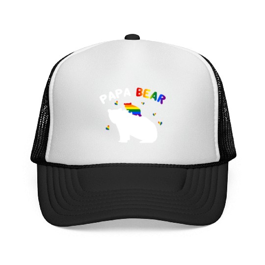Rainbow LGBT Papa-Bear Gay Pride Equal Rights Trucker Caps