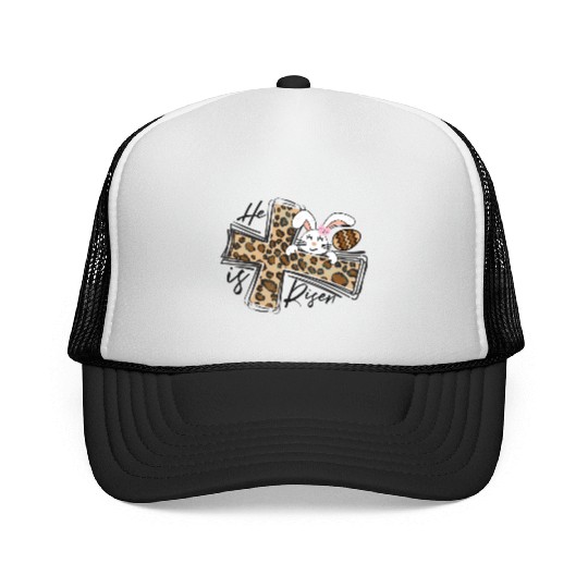 Happy Easter He Is Risen Jesus Cross Easter Bunny Trucker Caps