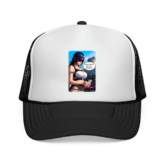 Cyberpunk Waifu Influencer Design 8 Trucker Caps