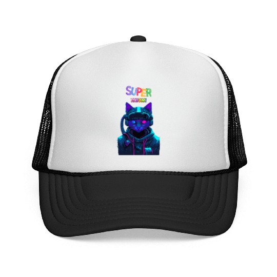 super meow Trucker Caps, cute cat