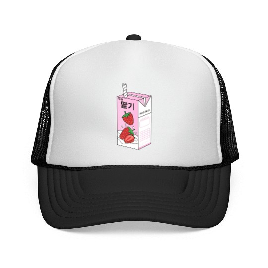 K Pop Strawberry Milk Drink Korea Kpop Korean Trucker Caps