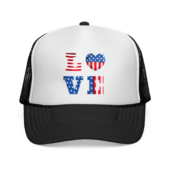 LOVE America Independence Day USA Patriots Trucker Caps