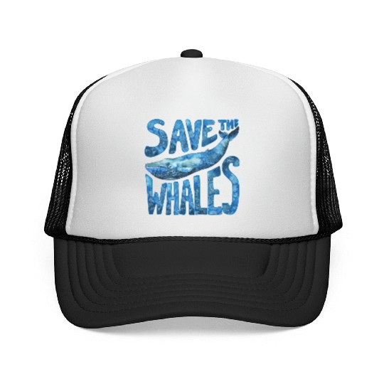 Save The Whales Blue Whale Design Trucker Caps
