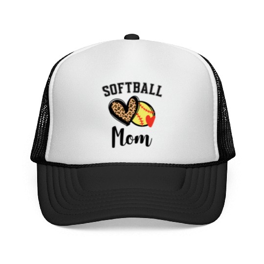 Softball Mom Leopard He Trucker Caps