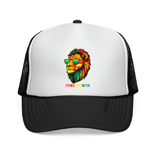 Lion Juneteenth African American Black History Trucker Caps