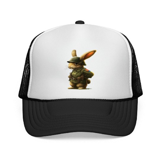 Courageous Bunny Soldier Trucker Caps