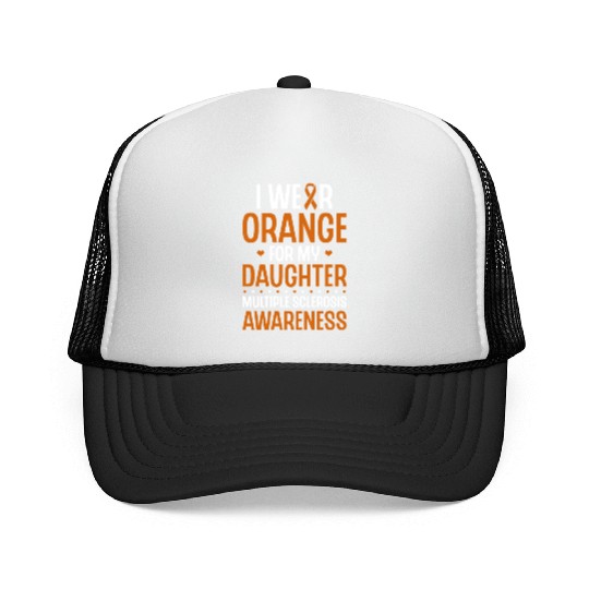 I Wear Orange For My Daughter Multiples Sclerosis Trucker Caps