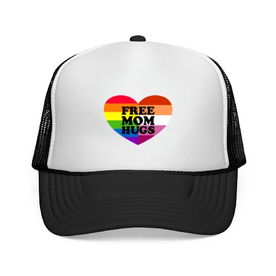 Free Mom Hugs Gay Pride Lesbian Flag LGBTQ Trucker Caps