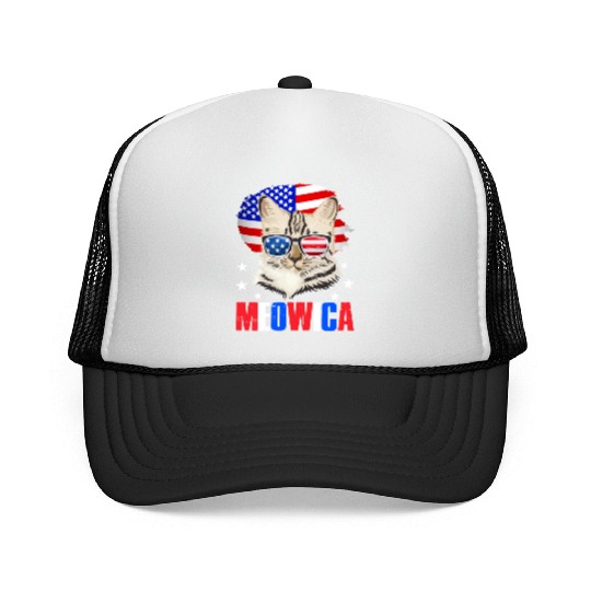 Meowica Cat lover Independence Day Patriotic Trucker Caps