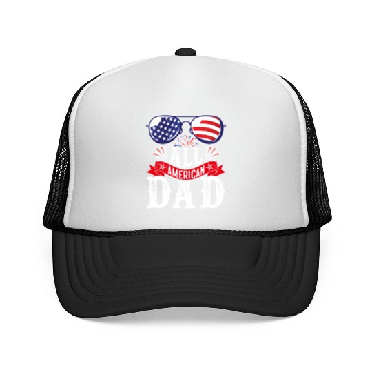 All American Dad America Pride US Patriot Trucker Caps