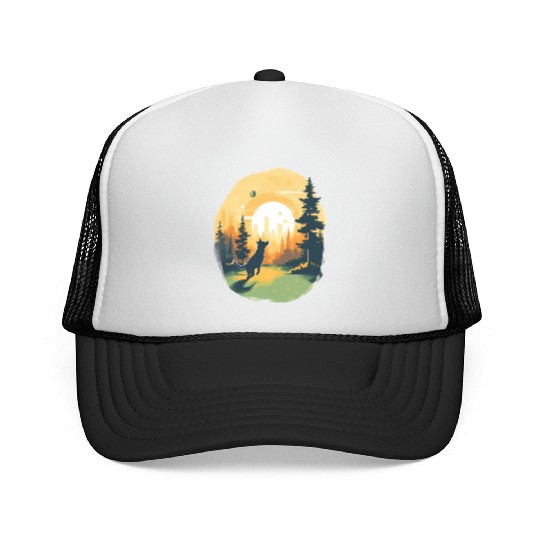 Joyful Dog in Summer Park Trucker Caps