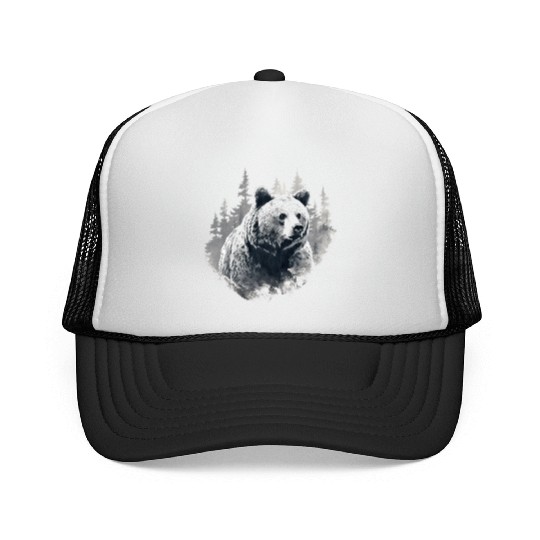 Majestic Forest Bear Trucker Caps