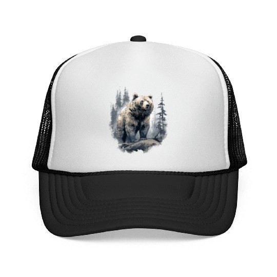 Majestic Forest Bear Trucker Caps