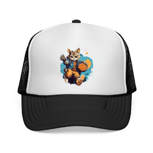 Basketball Cat Basketball Player I Love Basketball Trucker Caps