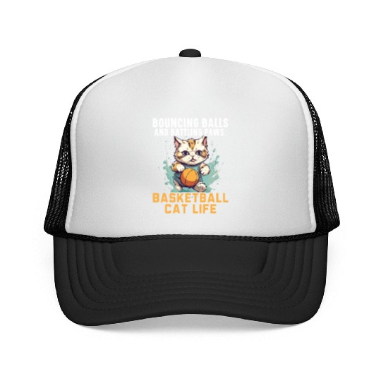 Basketball Cat Basketball Player I Love Basketball Trucker Caps