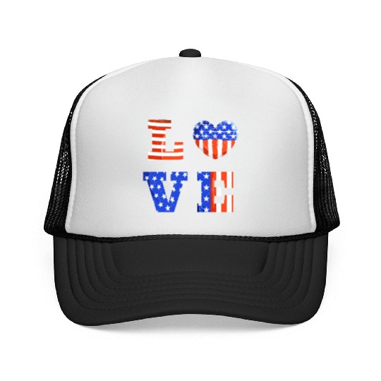LOVE America Independence Day USA Patriots Trucker Caps