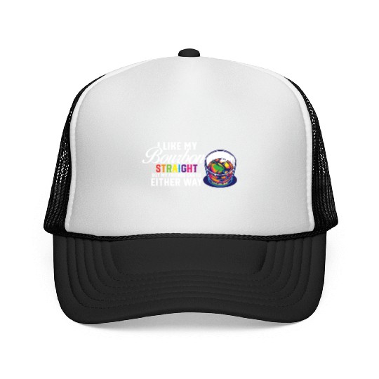 LGBT Proud Ally I Like My Bourbon Straight LGBTQ Trucker Caps