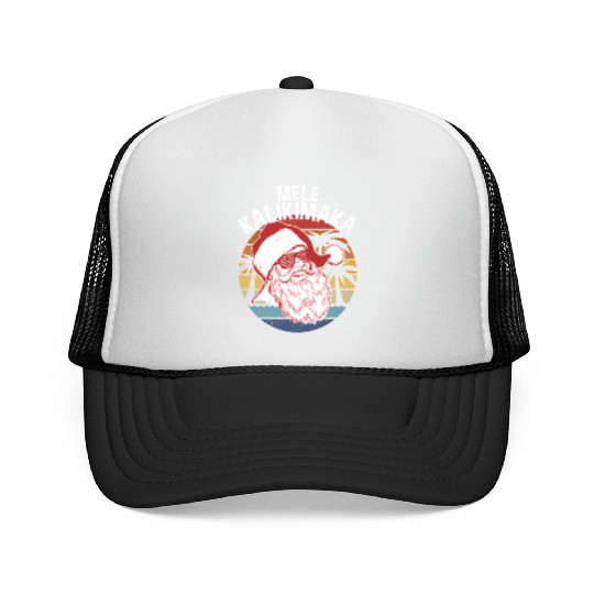 Mele Kalikimaka Hipster Santa Palm Trees Trucker Caps