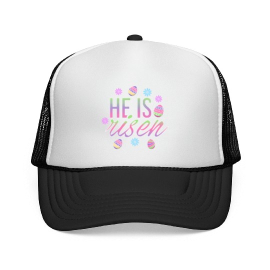 He Is Risen Easter Christian Message Easter Eggs Trucker Caps
