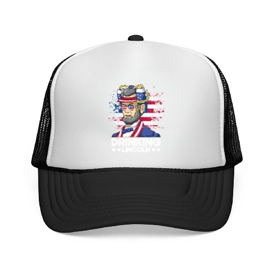 Drinking Lincoln USA President Independence Day Trucker Caps
