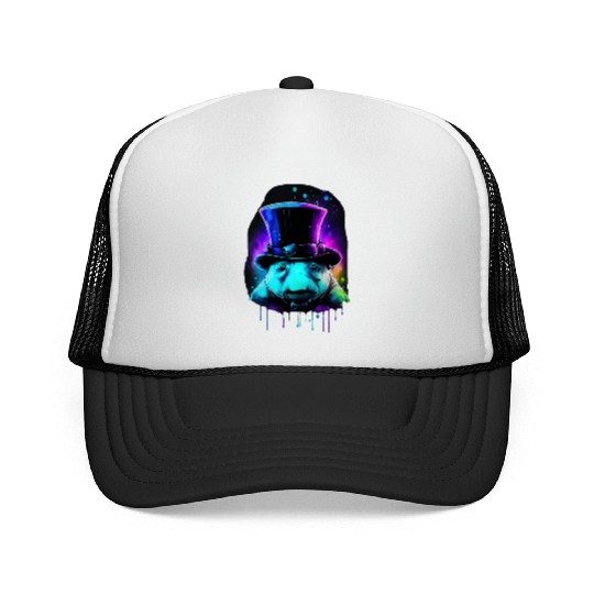 Cute Tardigrade in a Top Hat - Retro Disco Drip Ar Trucker Caps