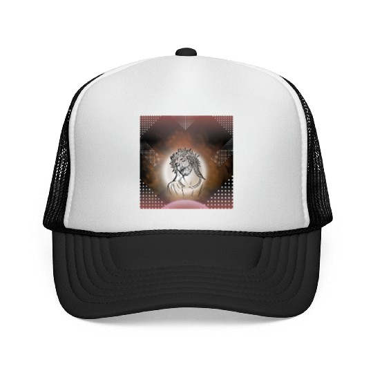 Sacred Jesus with Crown of Thorns Illustration Trucker Caps